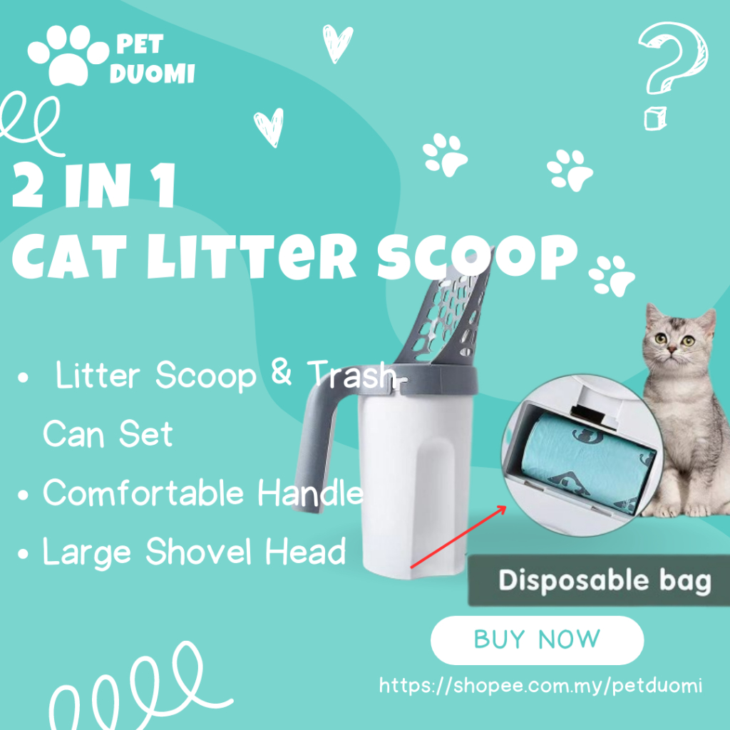 Cat Litter Scoop & Trash Can Set Cat Shit Shovel Set Pet Pooper Scooper
