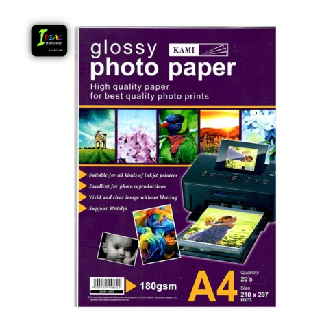 KAMI / ASTAR A4 Glossy Photo Paper 180gsm (20's) | Shopee Malaysia