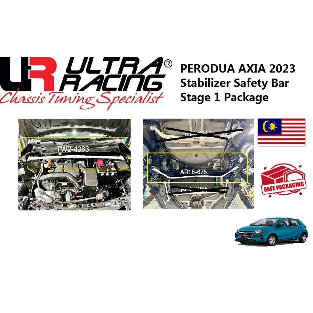 Perodua Axia A300 2023 Ultra Racing Stage 1 Front Strut Tower Brace Bar