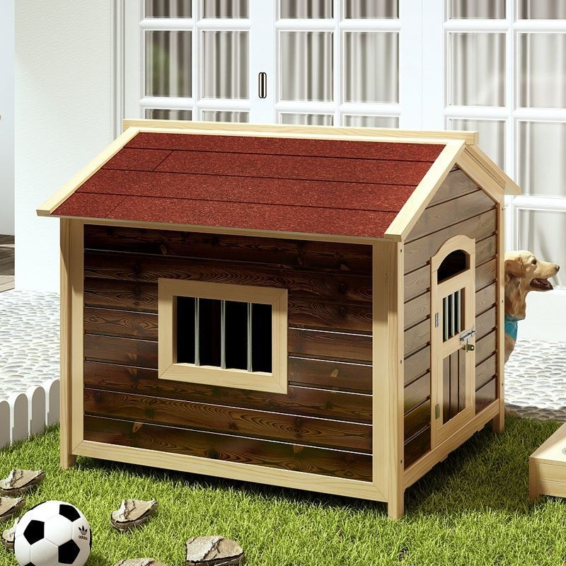 Outdoor Pet House Solid Wood Dog House Sun Protection, Corrosion