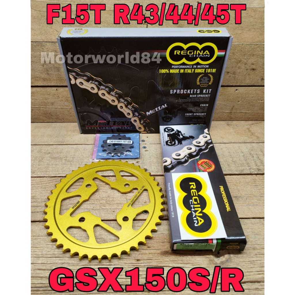 SUZUKI GSXS150 GSXR150 FULL SET REGINA CHAIN KIT / SPROCKET GSX S150 R150 { 100 ORIGINAL