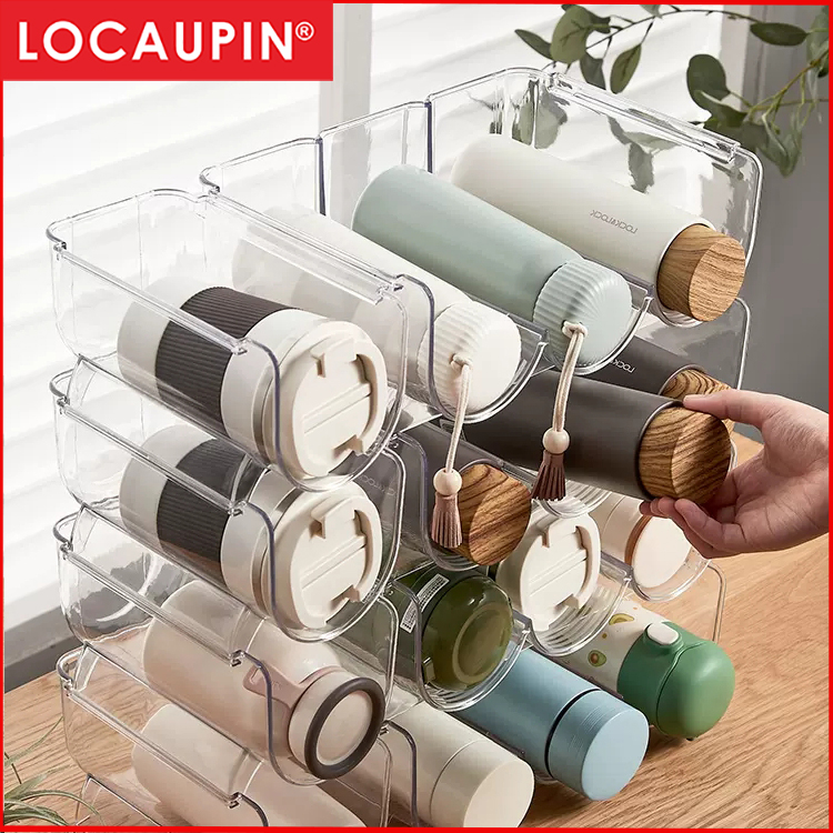 Locaupin Plastic FreeStanding Water Bottle Holder Storage Organizer