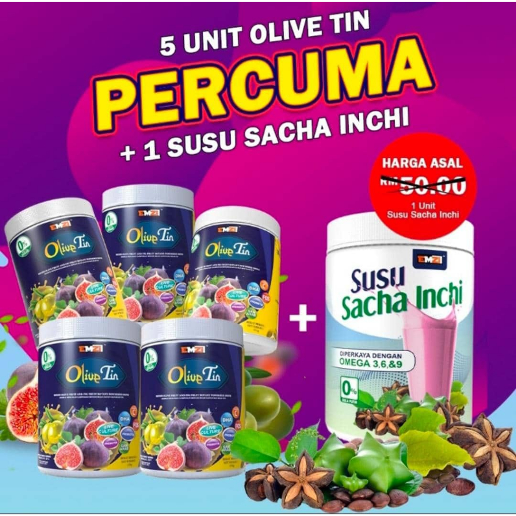 [ Pakej 5 FREE Susu Ajwa Susu Sacha Inchi El Mahali Banana Blossom