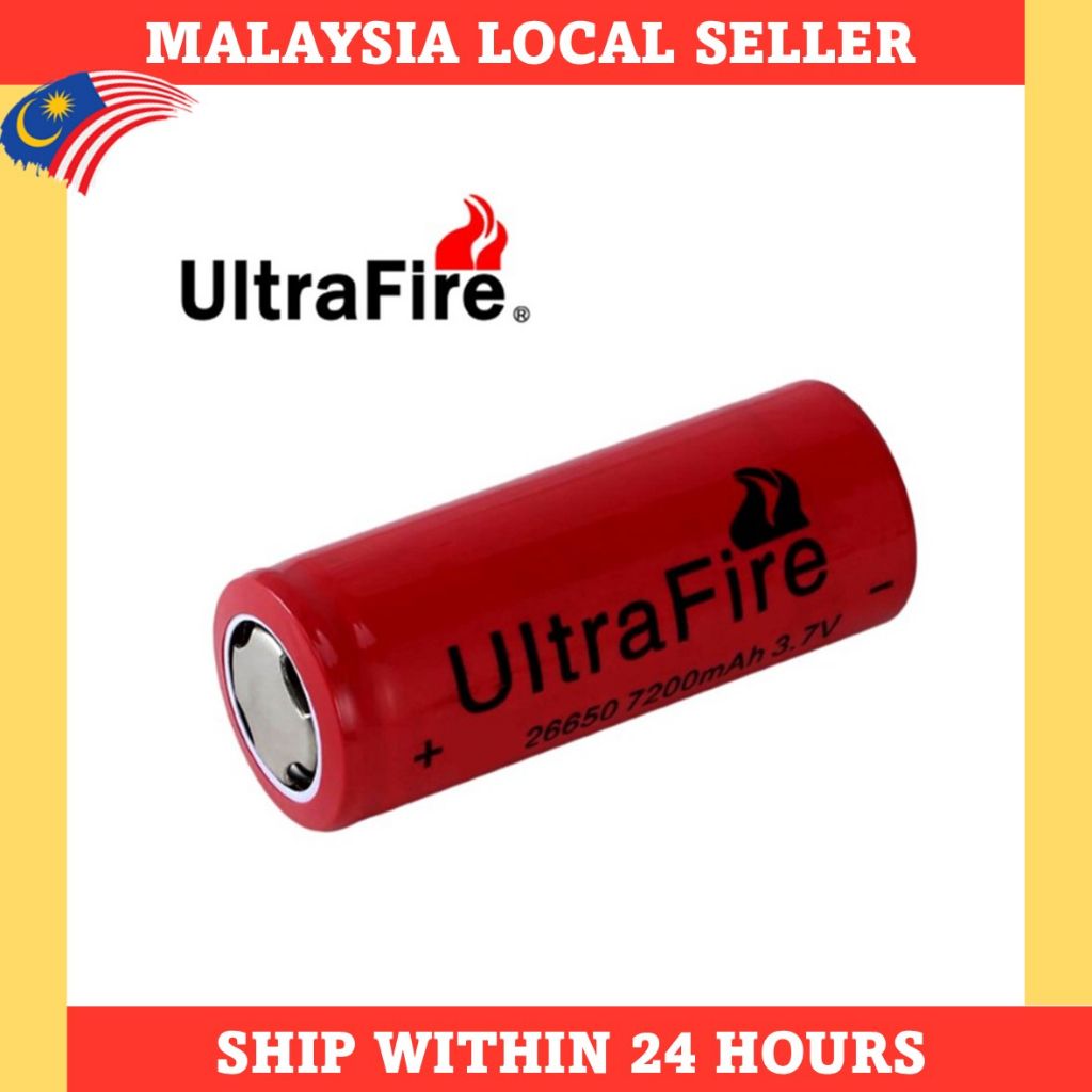 UltraFire 26650 Rechargeable 3.7v Li-Ion Battery Lithium Battery Torch ...
