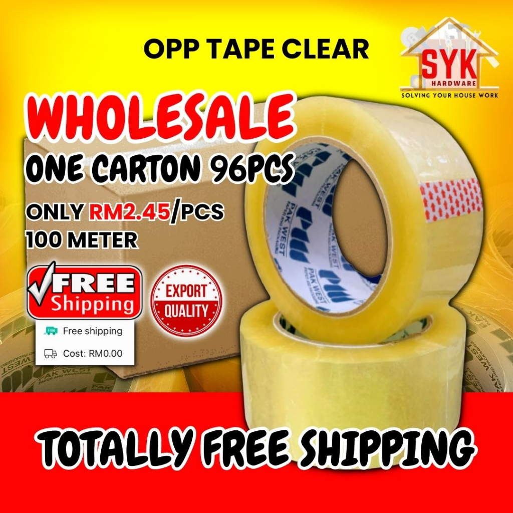 SYK OPP Tape Clear 48mmx100meter Adhesive Tape Cellophane Tape Packing Tape Fragile Tape