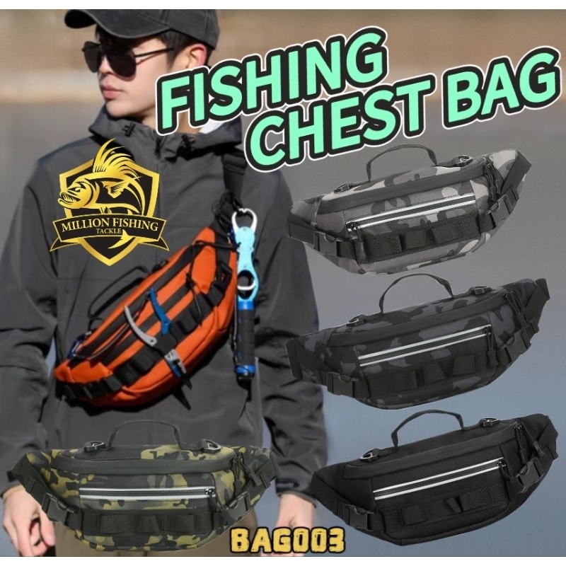 BAG003】Fishing Chest Bag Fishing Beg Pancing Casting Beg dada Beg sandang  Tackle box Fishing Accessories