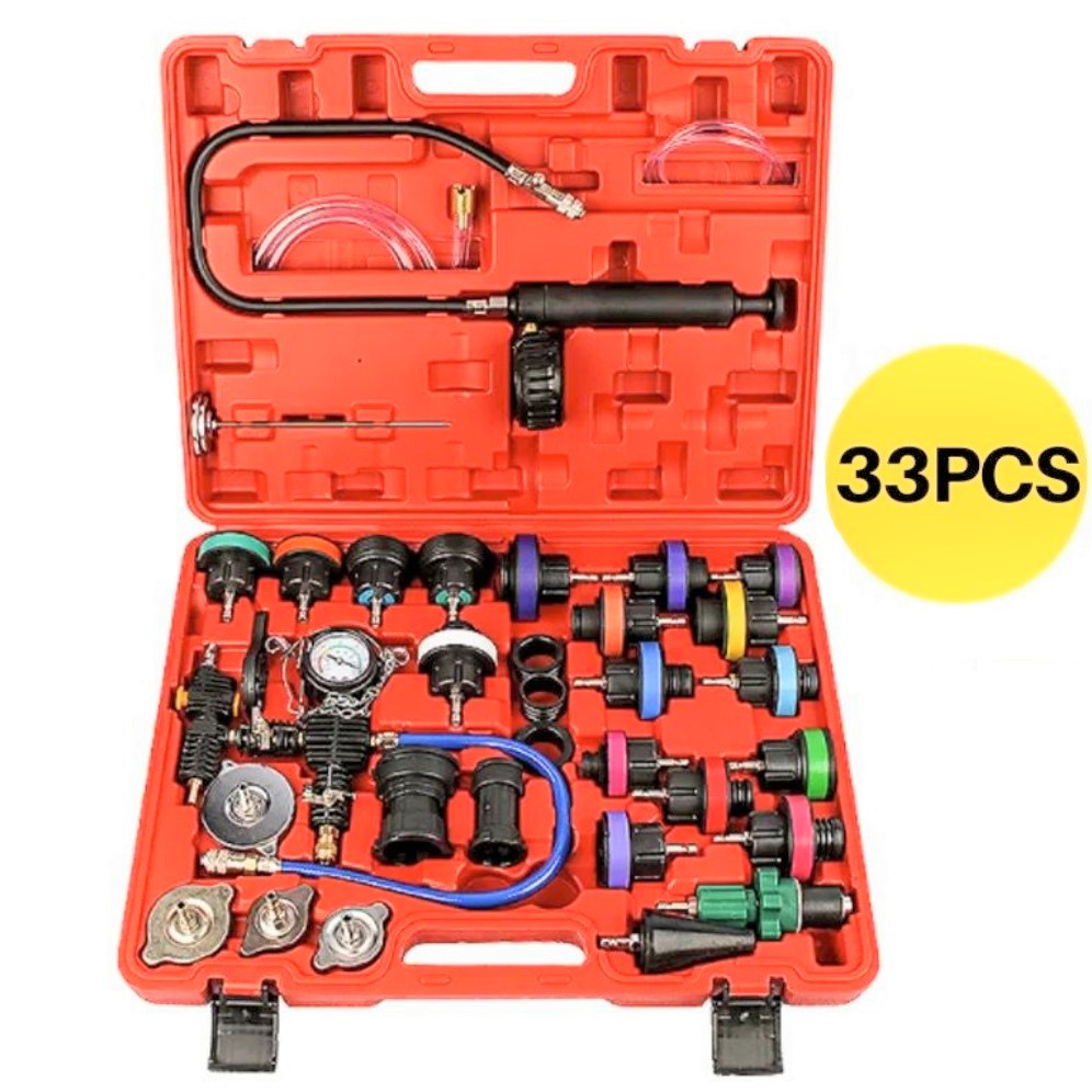 Berliii 33-Piece Radiator Pressure Tester Kit - Cooling System Vacuum Tester With Adapters For Car, Truck, ATV, Motorcycle