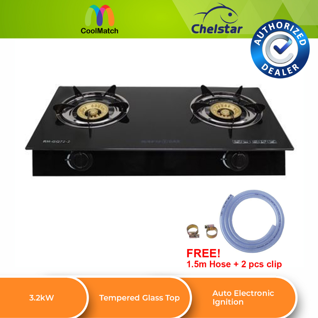 Chelstar (Safy) DoubleBurner Gas Stove (Tempered Glass Top) Shopee