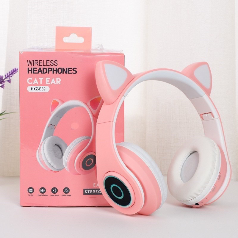 Headphone Bluetooth 5.0 Wireless Headset LED Cute Cat Ear ( HXZ B39