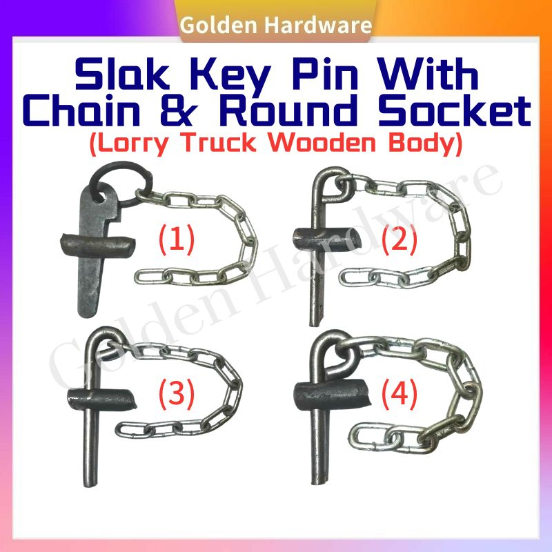 Lorry Truck Wooden Body Slak Key Pin With Chain & Round Socket (Set ...