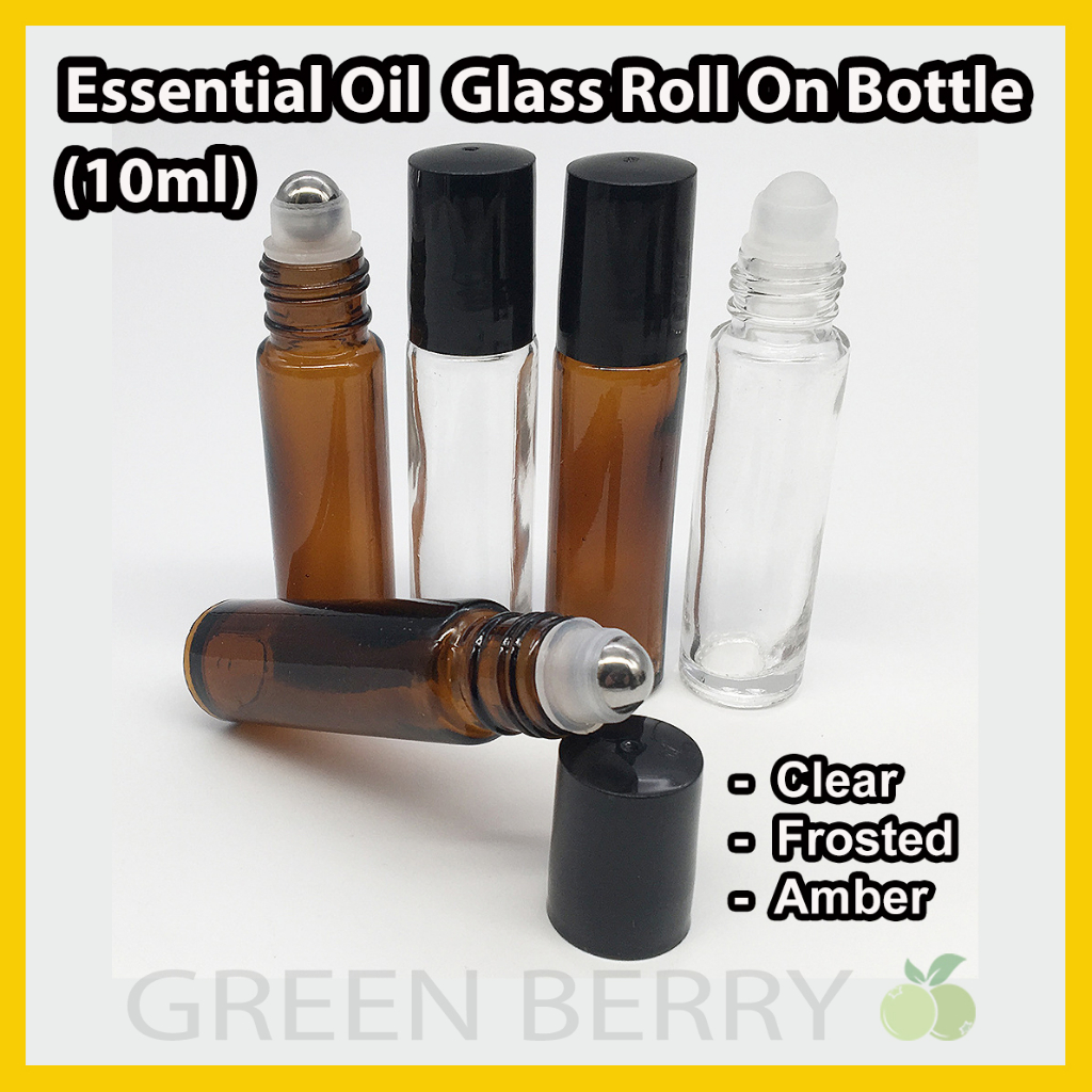 10ml clear frosted amber glass essential oil perfume roller roll on bottle botol minyak perfum