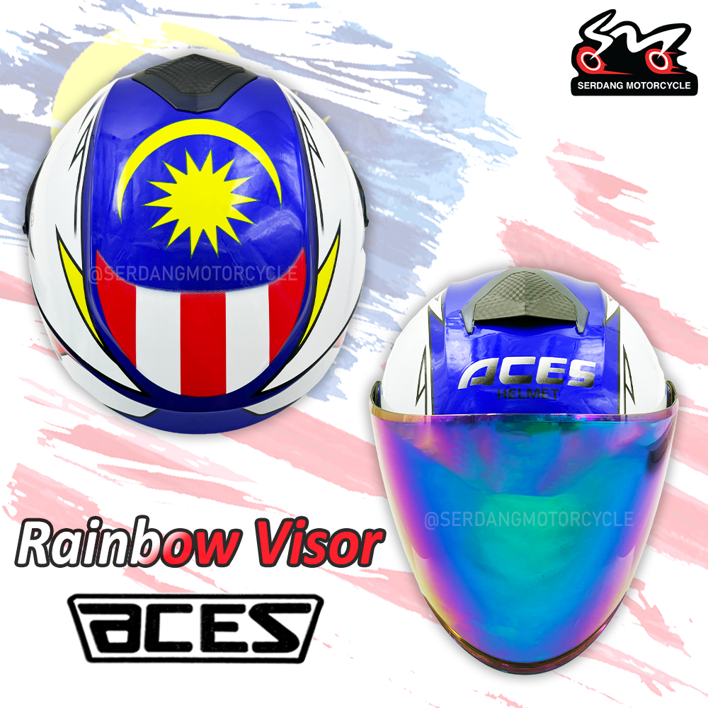 (Malaysia Edition) Merdeka ACES R1 Open Face Helmet With Siap Rainbow ...