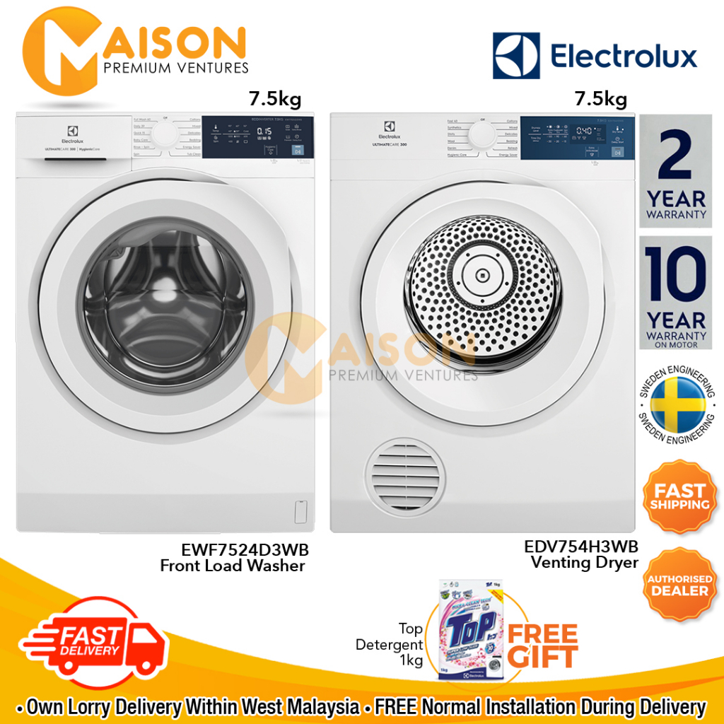 Electrolux Front Load Washer 7.5KG EWF7524D3WB + Electrolux