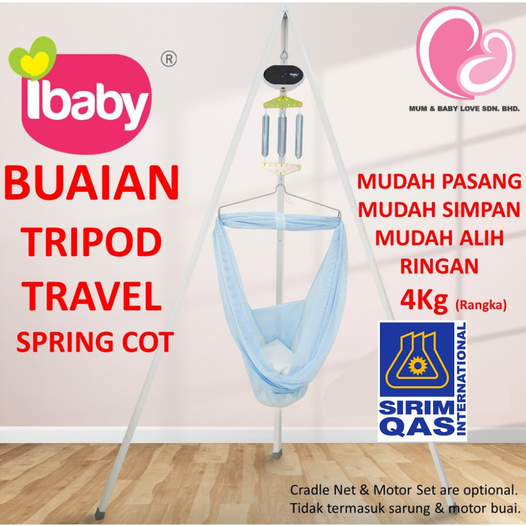 IBaby Portable Spring Cot Stand Rangka Buaian Bayi Tripod Type Cradle