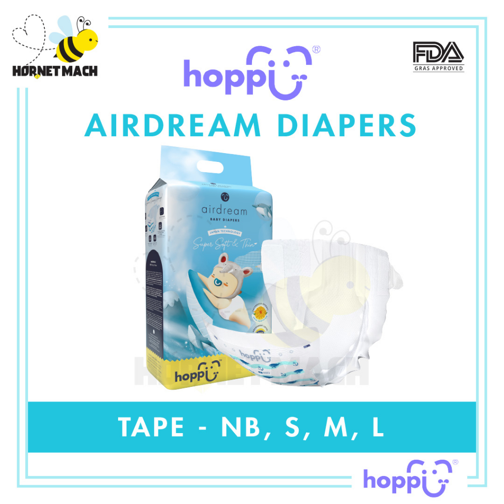 Hoppi AirDream Baby Diaper Tape NB66/S56/M48/L40 (1 Pack) 2mm Ultracore ...