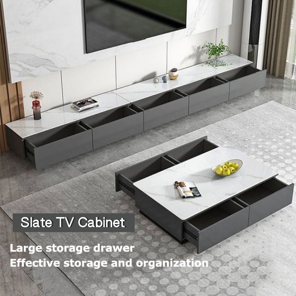 Nordic Minimalist Slate TV Coffee Table Combination Locker with