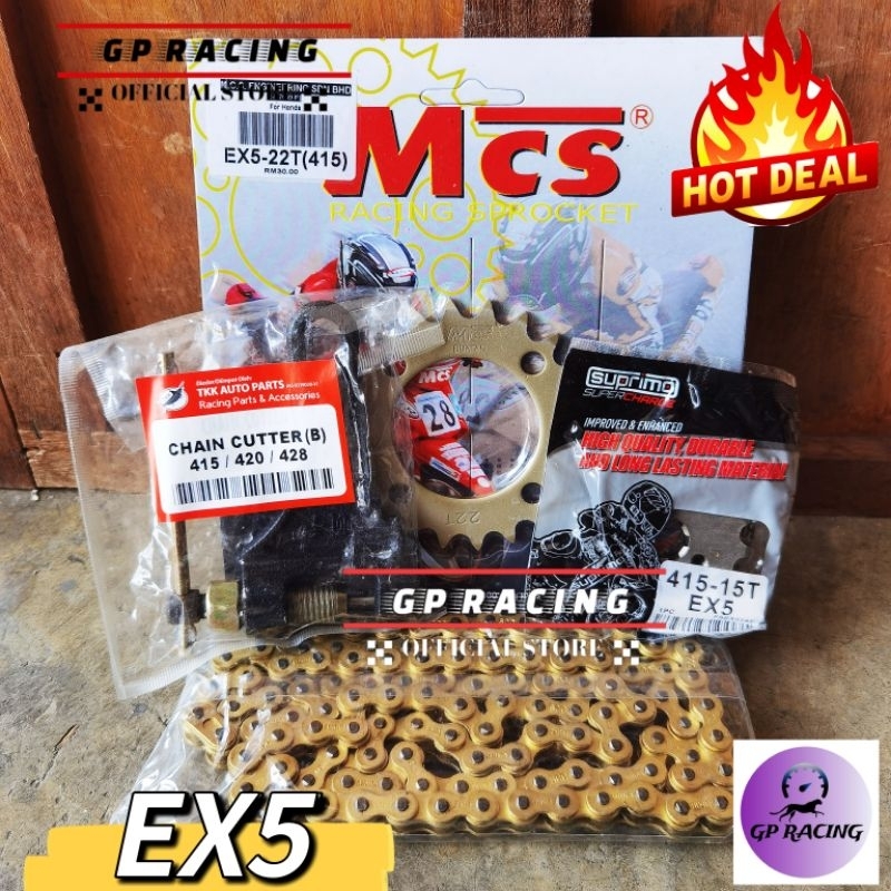 415 MCS Racing Sprocket EX5 Dream Free Chain cutter Rantai Emas Gold ...
