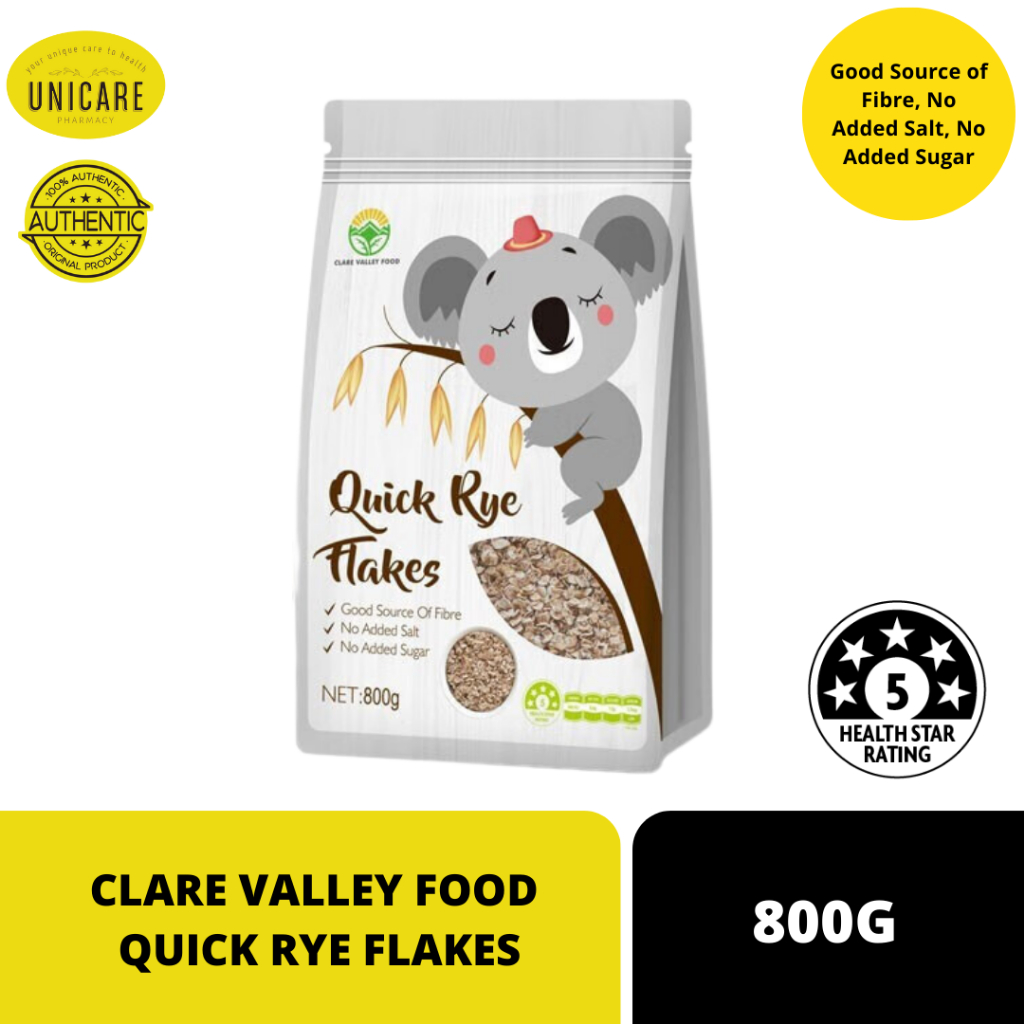 CLARE VALLEY FOOD QUICK RYE FLAKES 800G. Good Source of Fibre, No Added ...