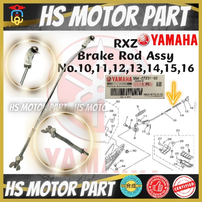 HSMOTORPART Yamaha Rxz Rear Brake Rod Belakang Batang Brake Pemijak ...