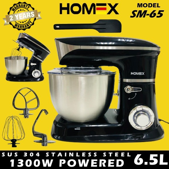 [𝟐 𝐘𝐄𝐀𝐑 𝐖𝐀𝐑𝐑𝐀𝐍 HOMEX SM65 Electric Kitchen Stand Mixer Model 6.5L