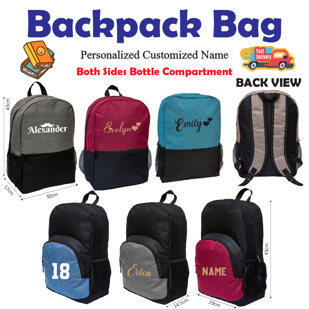 Personalized Customized Name Backpack Bag Multipurpose Bag Both