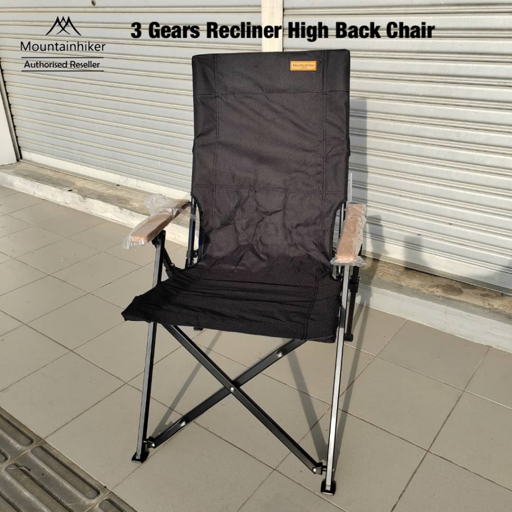 MOUNTAINHIKER 3 Gears Recliner High Back BLACK Chair Wood Style