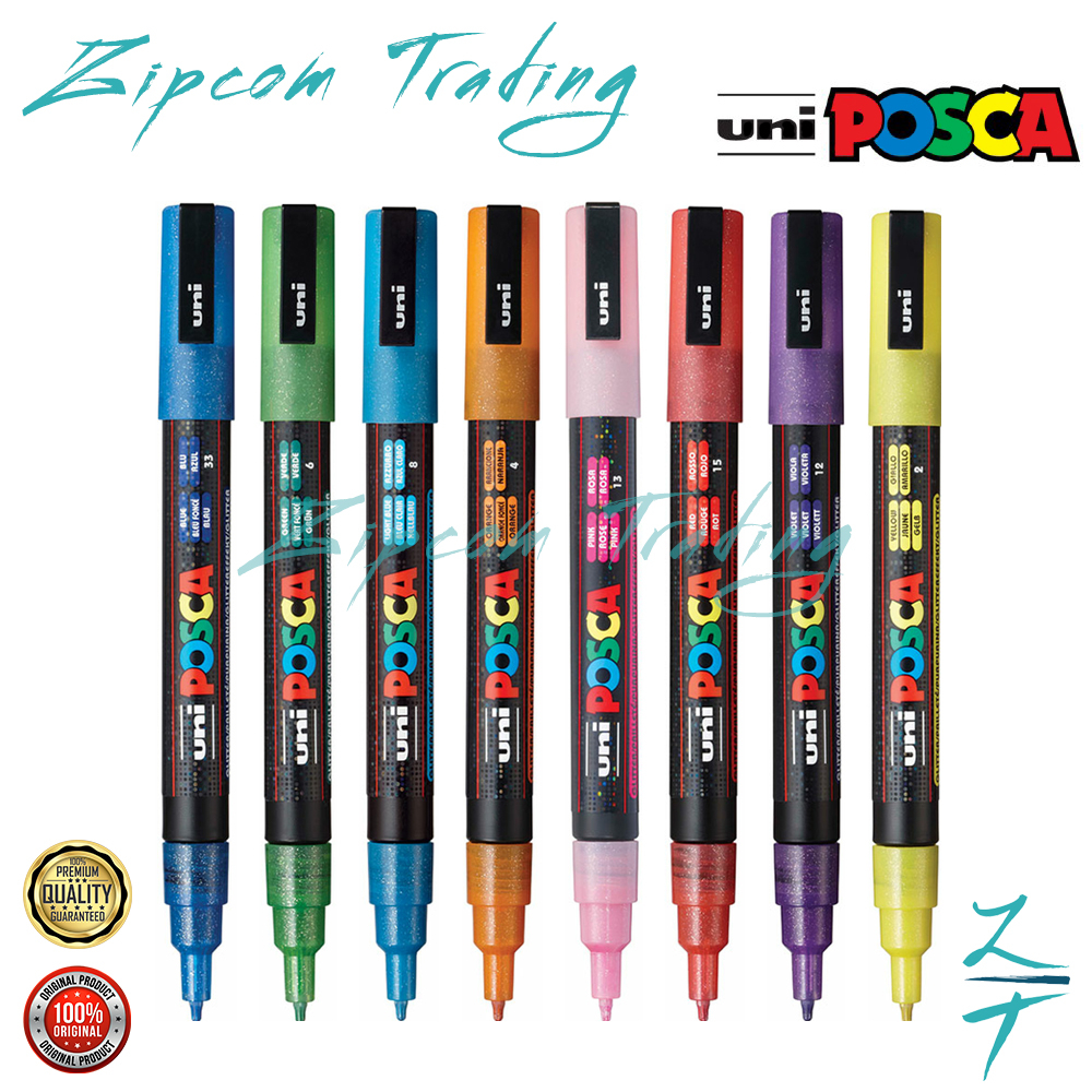 UNI POSCA Water Based Paint Marker Set ( PC-3M 8C & 16C / PC-3MS 8C ...