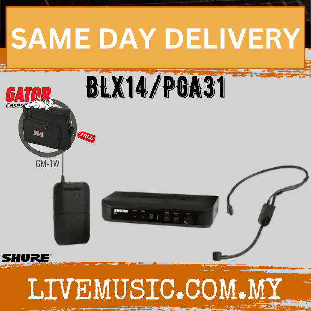 Shure BLX14/PGA31 Headworn Wireless System With Bag/Case (BLX14/PGA31