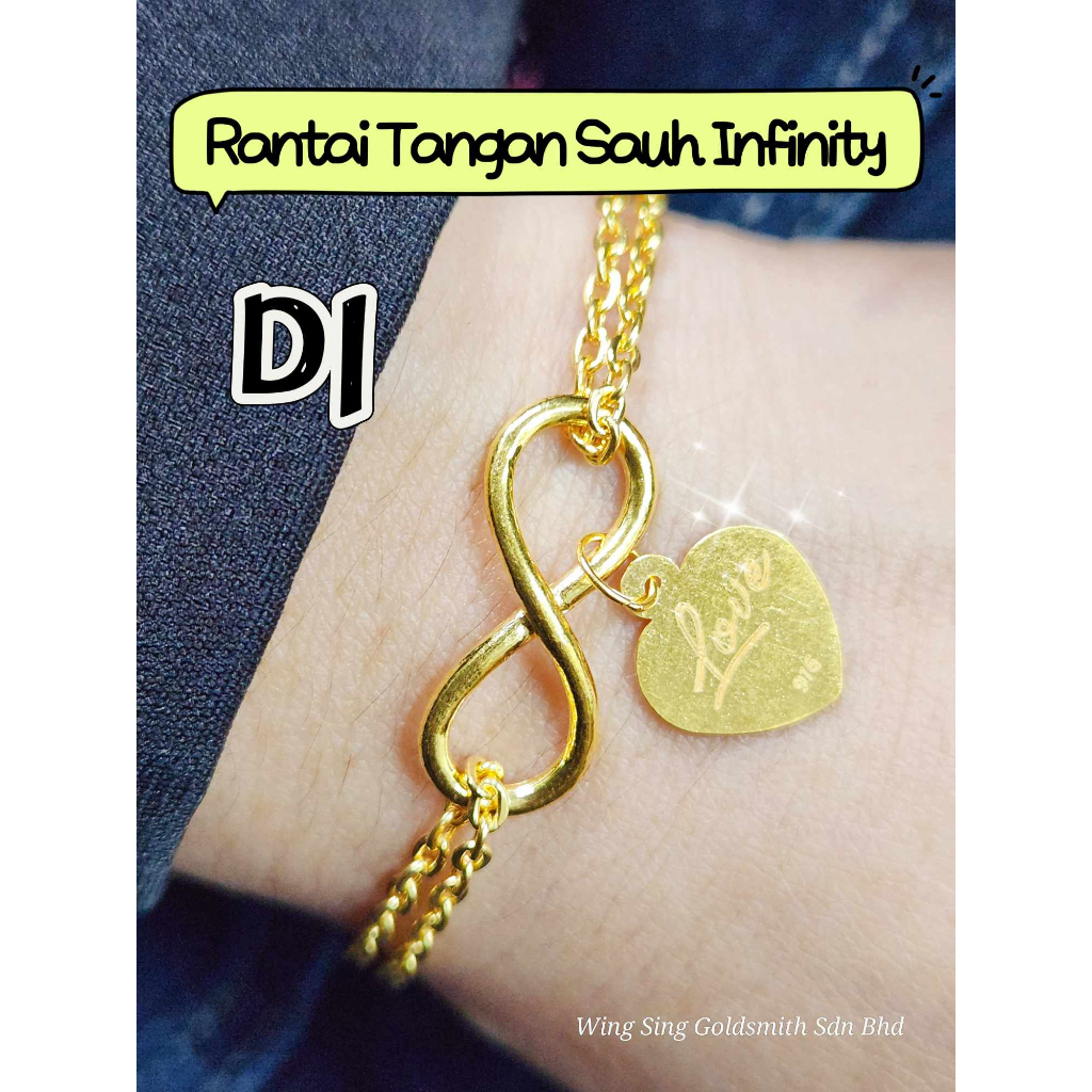 Wing Sing Rantai Tangan Sauh Sauh Infinity OT T Lock Style Itali Emas ...