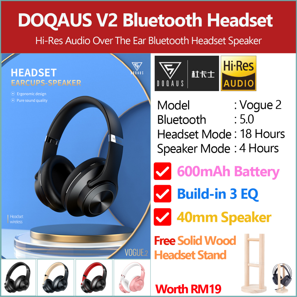 DOQAUS V2 HiRes Audio Buildin Equalizer 40mm Large Driver Deep Bass