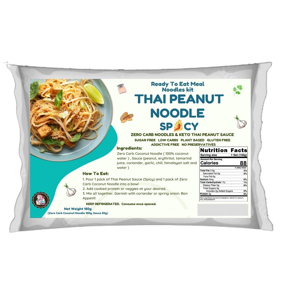 KETOGENIE Keto Ready To Eat Noodles Kit 1 Pack 150g Sugar Free, Low