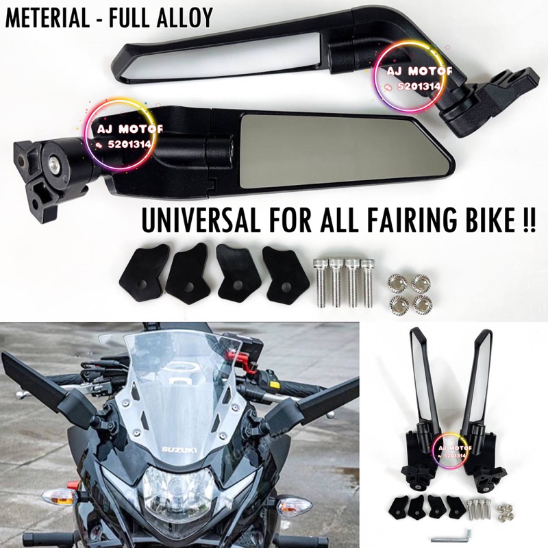 UNIVERSAL WINGLET SIDE MIRROR CNC CARBON FOR FAIRING BIKE R25 R15 V4 ZX6 ZX10 CBR150R R1 R6