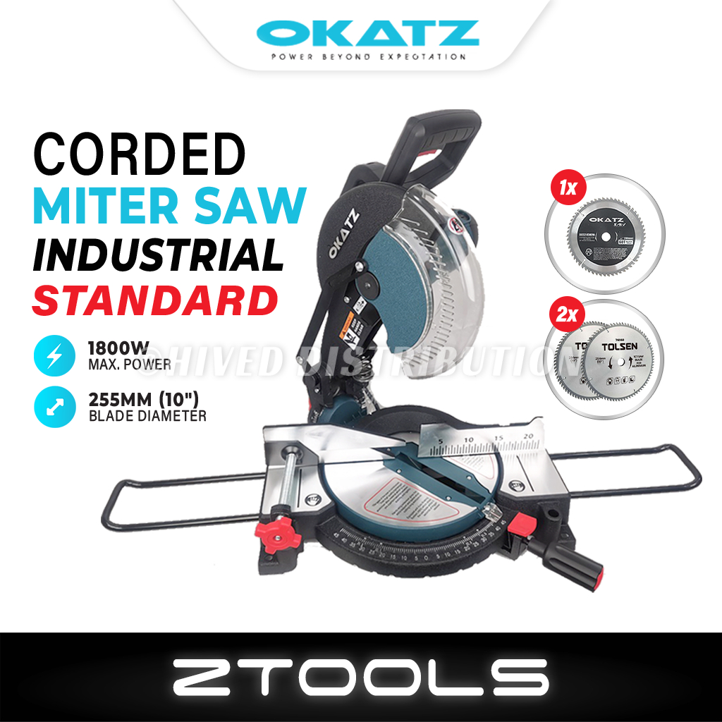 (Mega Offer) Okatz 1800W/ 10" Compound Miter Saw MT1018V Heavy Duty