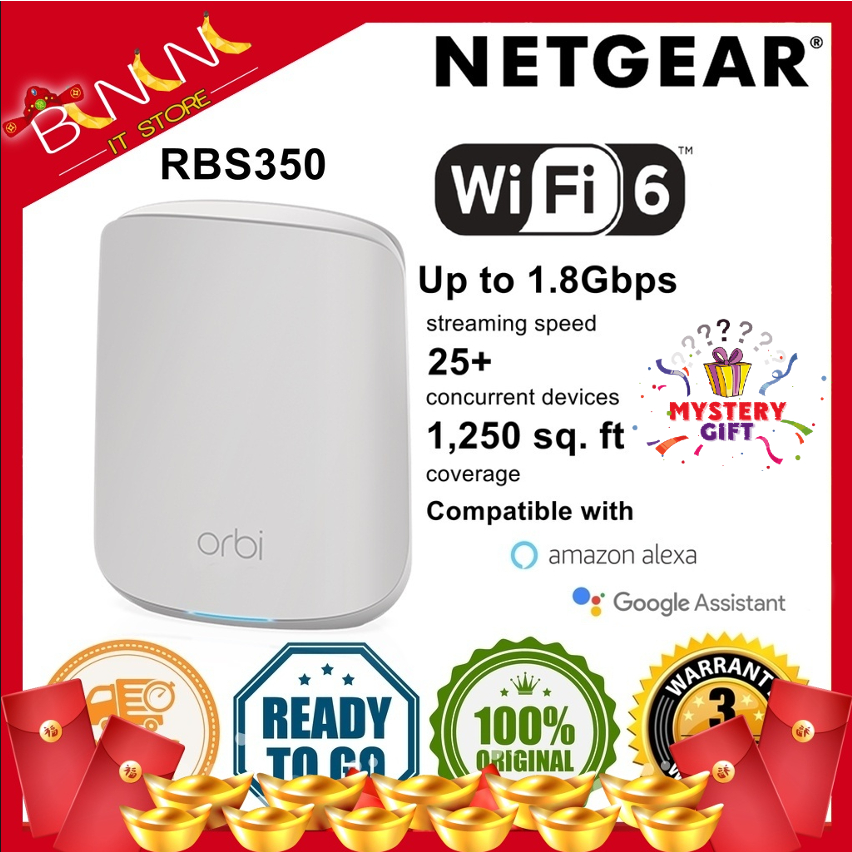 NETGEAR RBS350 ORBI WIFI 6 DUALBAD MESH ADDON SATELLITE (RBS350