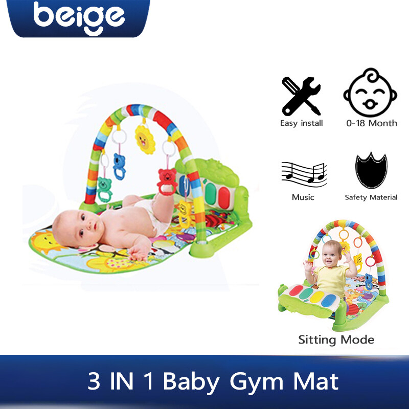 Beige Newborn Kids Kick Play Musical Playmat Playgym Piano Newborn Kids