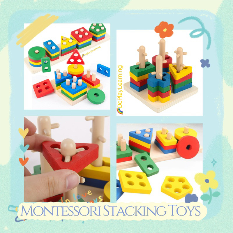 Dcplaylearning Colorful Geometry Stacking Toys for Early Learning ...