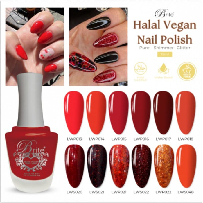 Pre Order Brite Vegan Halal Nail Polish Ml Red Series Shopee