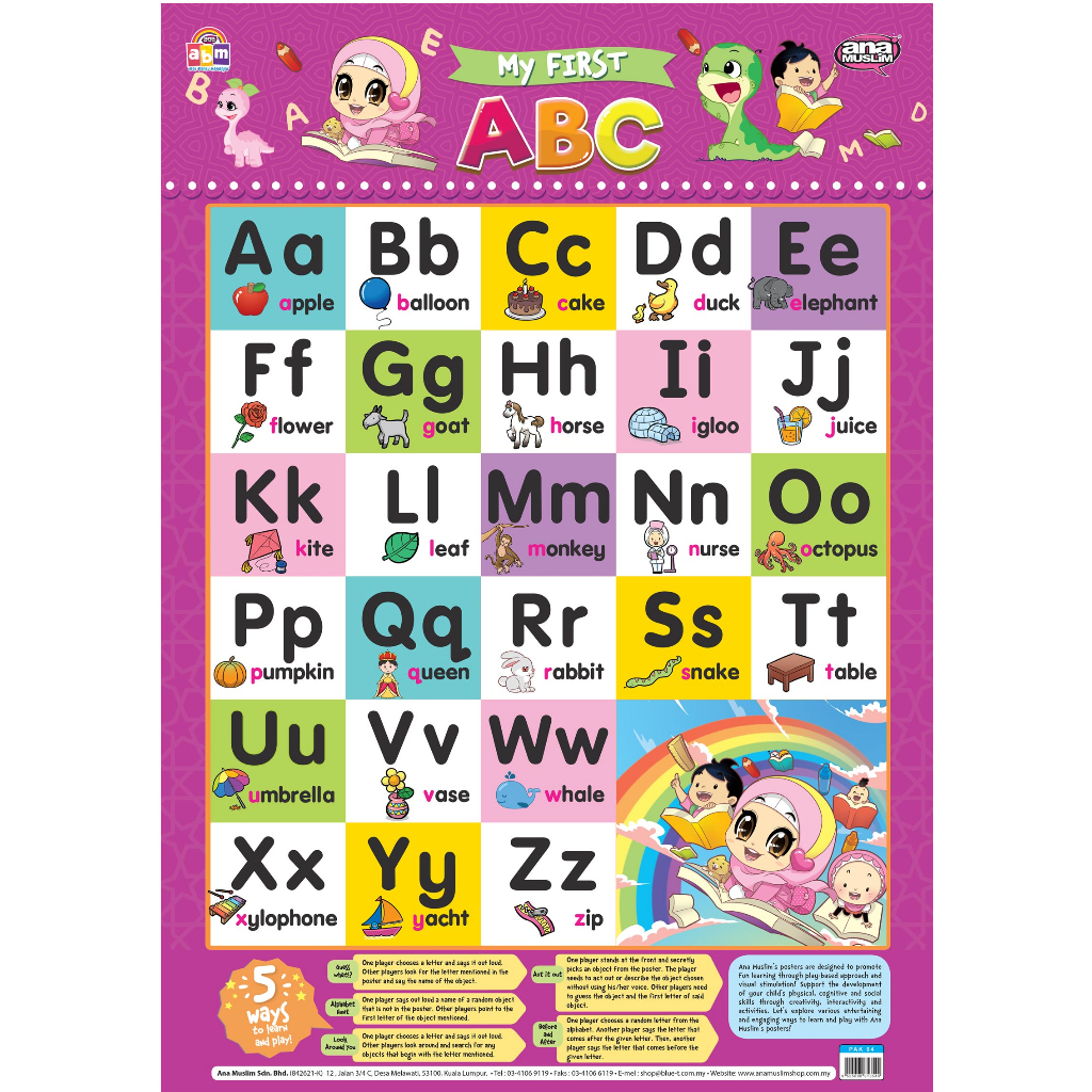 KOLEKSI LENGKAP POSTER PRESCHOOL TADIKA ANA MUSLIM ABC, 123, Alif Ba Ta ...