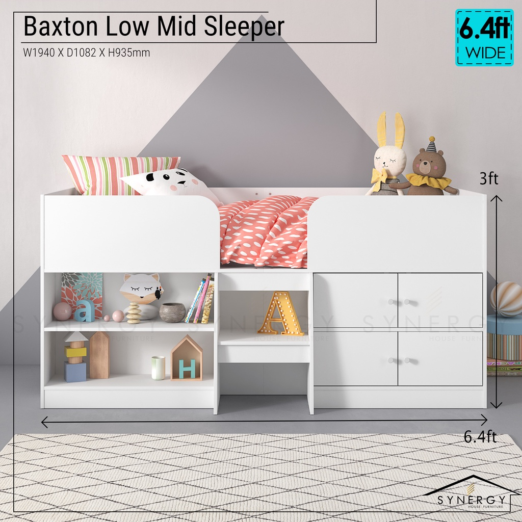 Synergy House Mico Mid Sleeper bed Kid Bedframe with Multifunction