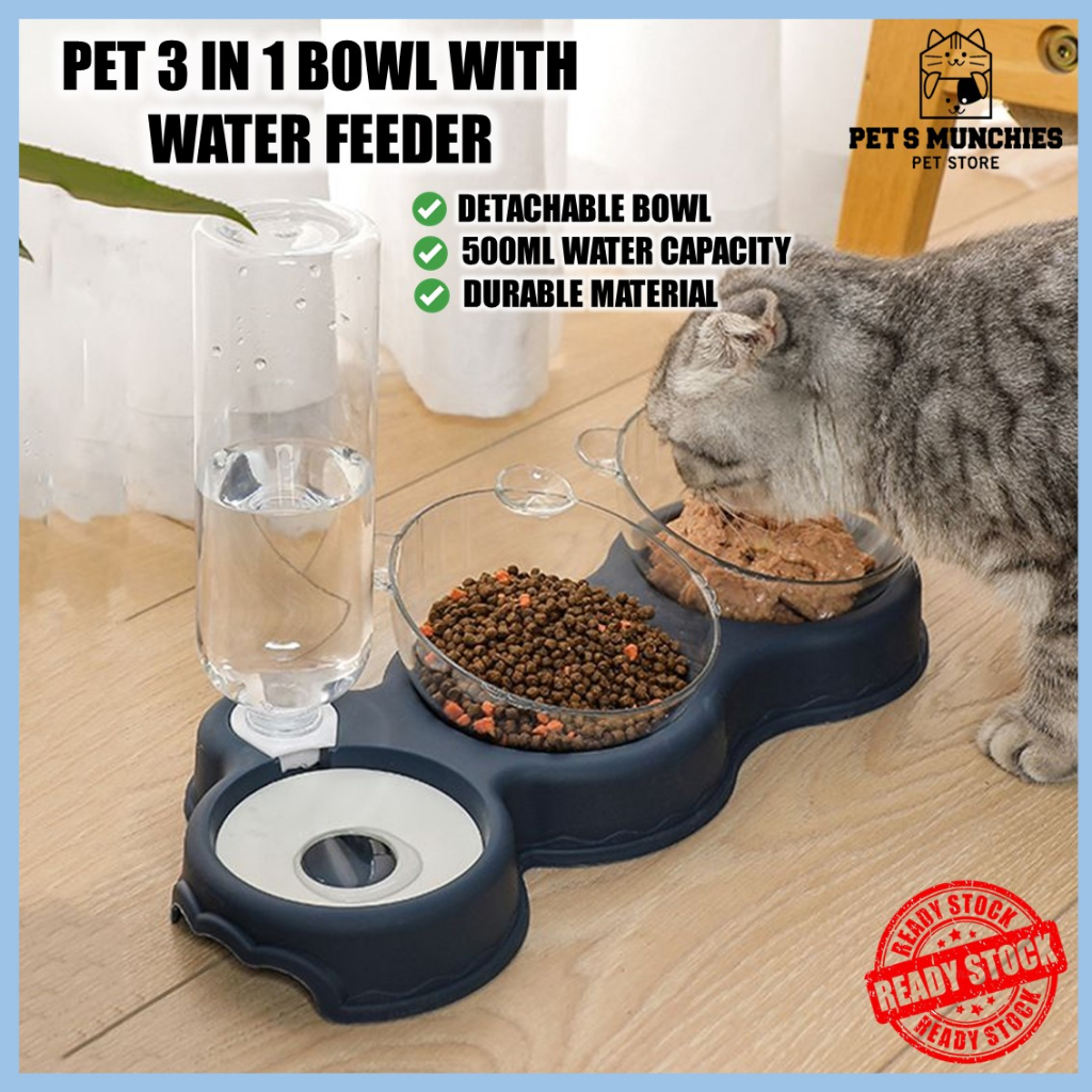 Pet Munchies Pet Bowl 3 in 1 Food Water Bowl Feeder Cat Dog Bowl