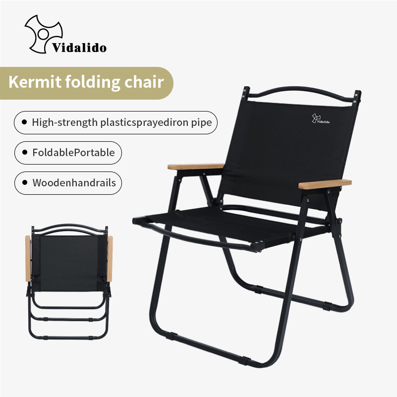 VIDALIDO Outdoor camping portable folding chair leisure chair lightweight Kermit iron pipe chair