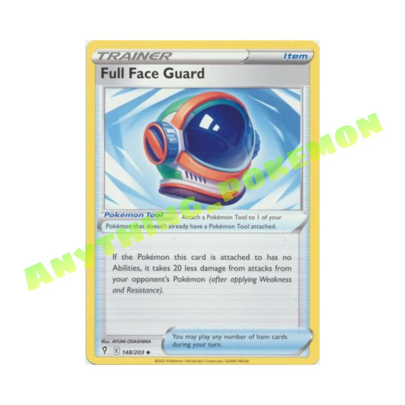 full face guard pokemon card value 148/203 - Evolving Skies Attach a Pokemon Tool to 1 of your Pokemon that doesnt already have a Pokemon Tool attached to it Full Face Guard (Secret) 231