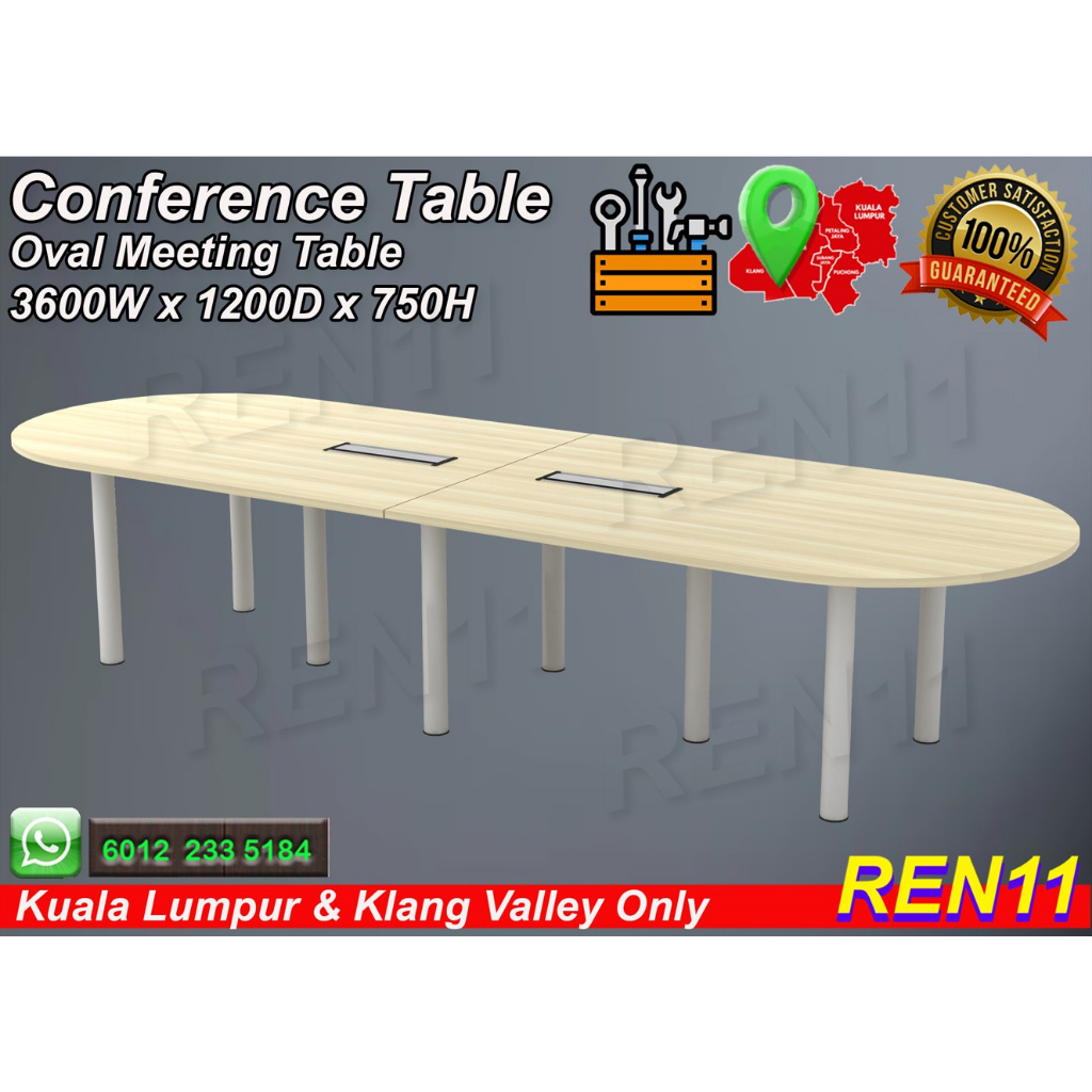 Office Table - Oval Conference Table / Meeting Table with white metal ...