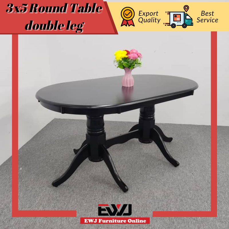 EWJ 3x5 Round Dining Table Double Empire Leg Cappuccino / Meja Makan ...