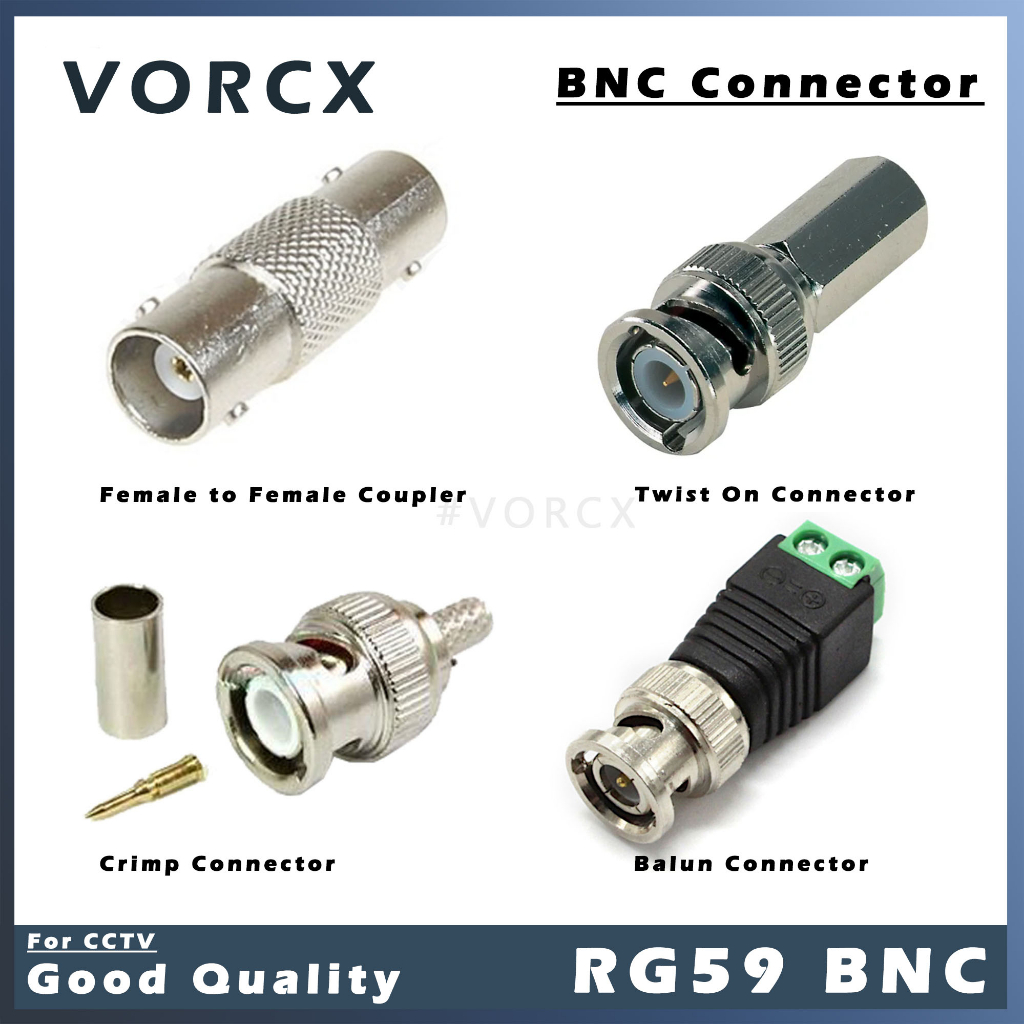 BNC RG59 Connector Twist On Crimp Coupler Balun Type Shopee Malaysia