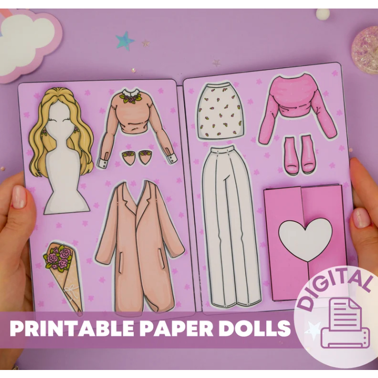 [Softcopy PDF] Beautiful Floral Outfit for Paperdoll 6pages Busy book ...