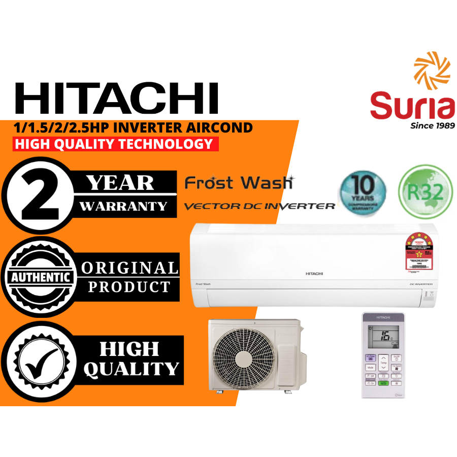 Hitachi 1HP/1.5HP/2HP/2.5HP R32 Inverter Series Air Conditioner RAS ...