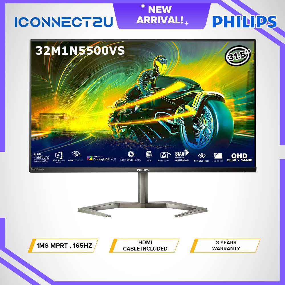 Philips 31.5" 32M1N5500VS VA QHD 165Hz 1ms HDR400 Freesync Adaptive ...