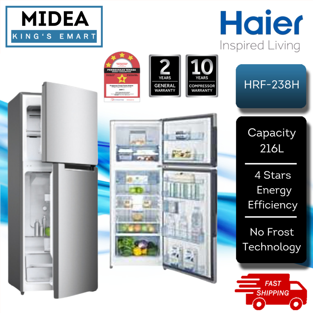 Haier 216L 2Door 4 Star Refrigerator with Ice Maker HRF238H / No