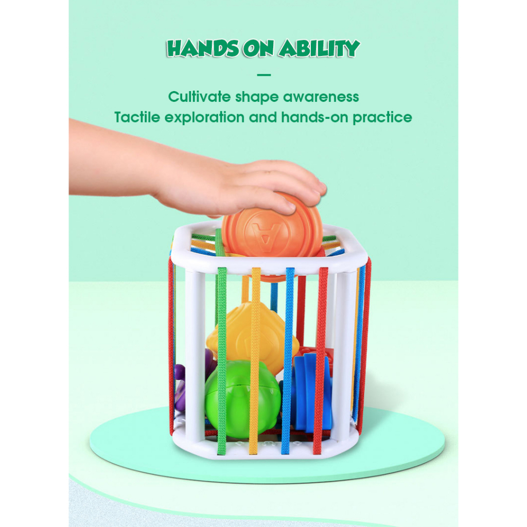 Baby Shape Sorting Toy Sensory Kids Cube Montessori Learning ...